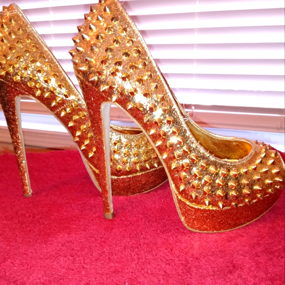 Beautiful gold spiked heels